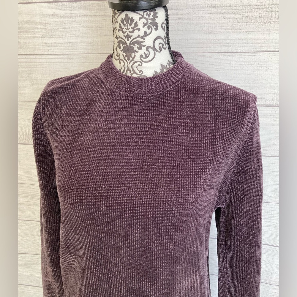 Love & Whimsy | NWT Women’s Knitted Crew Neck Dark Purple Sweater - Picture 3 of 5